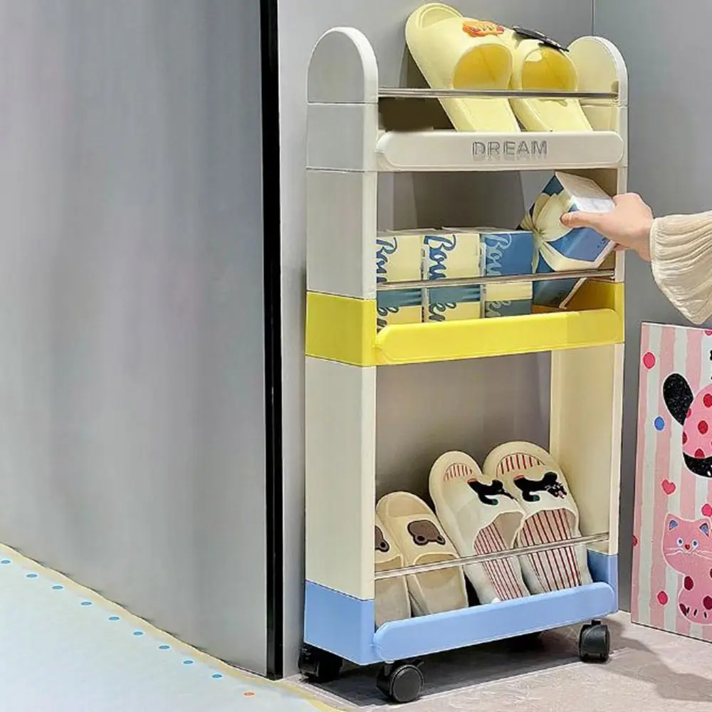

Plastic Rolling Utility Cart Multi-layer Large Capacity Narrow Storage Rack Space Saving with Wheels Movable Storage Organizer