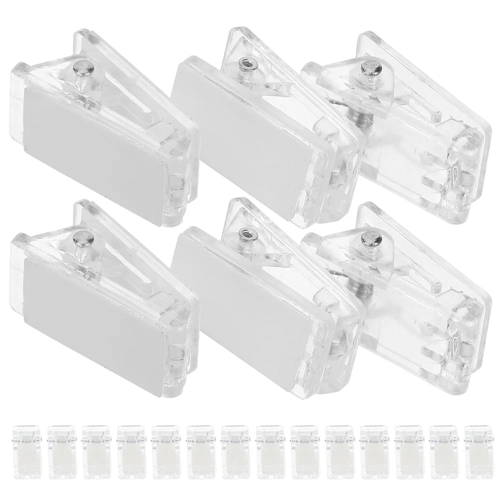 

20pcs Badge Clips Self Adhesive Spring Plastic Clear Transparent Wall Posters ID Cards Chest Clamps Office Supplies