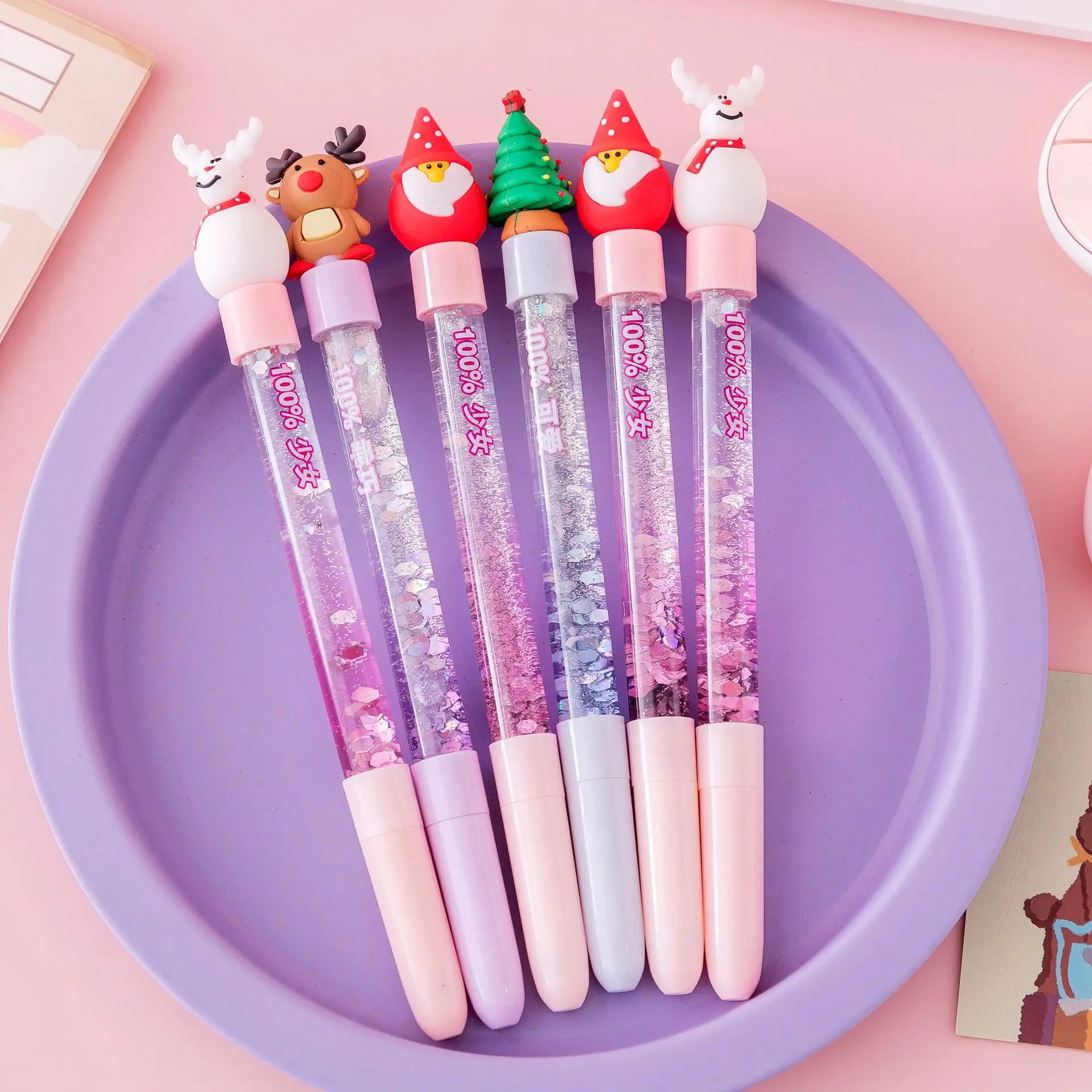 Kawaii Moon Unicorn Liquid Quicksand Gel Pen Neutral Pen Sequins Decorate Signature Pen School Office Stationery Gift