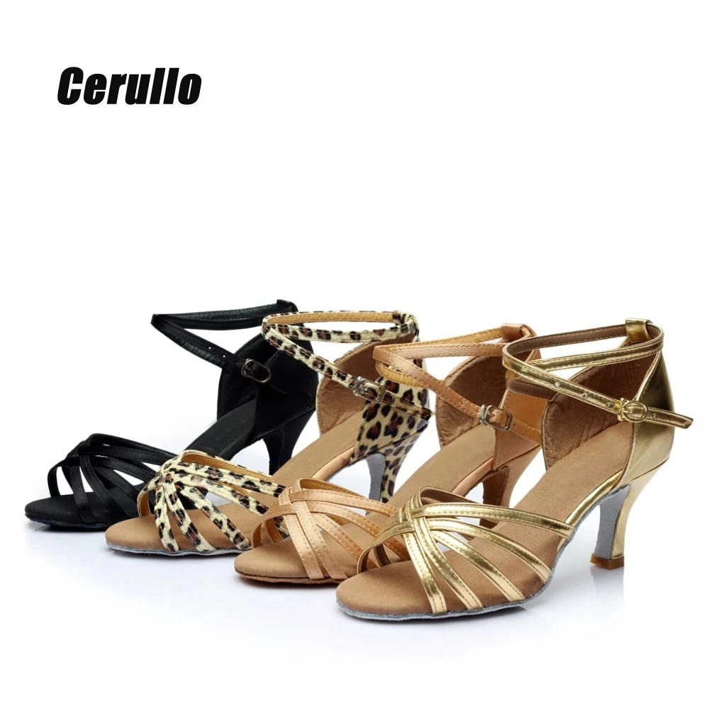 Sepatu dansa Latin wanita, sandal hak tinggi sol Suede lembut A01G, sepatu dansa Tango, sepatu pesta Ballroom Samba, sepatu dansa Latin wanita