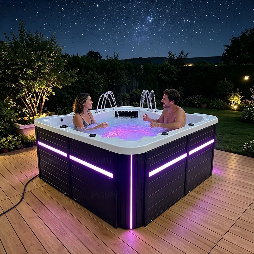 Family 5 Person Amazement Jakuzi Spa Outdoor Bathtubs Of Air Jet Massage Japan Wasom Deep Spa Pool For Garden With Luxury LED