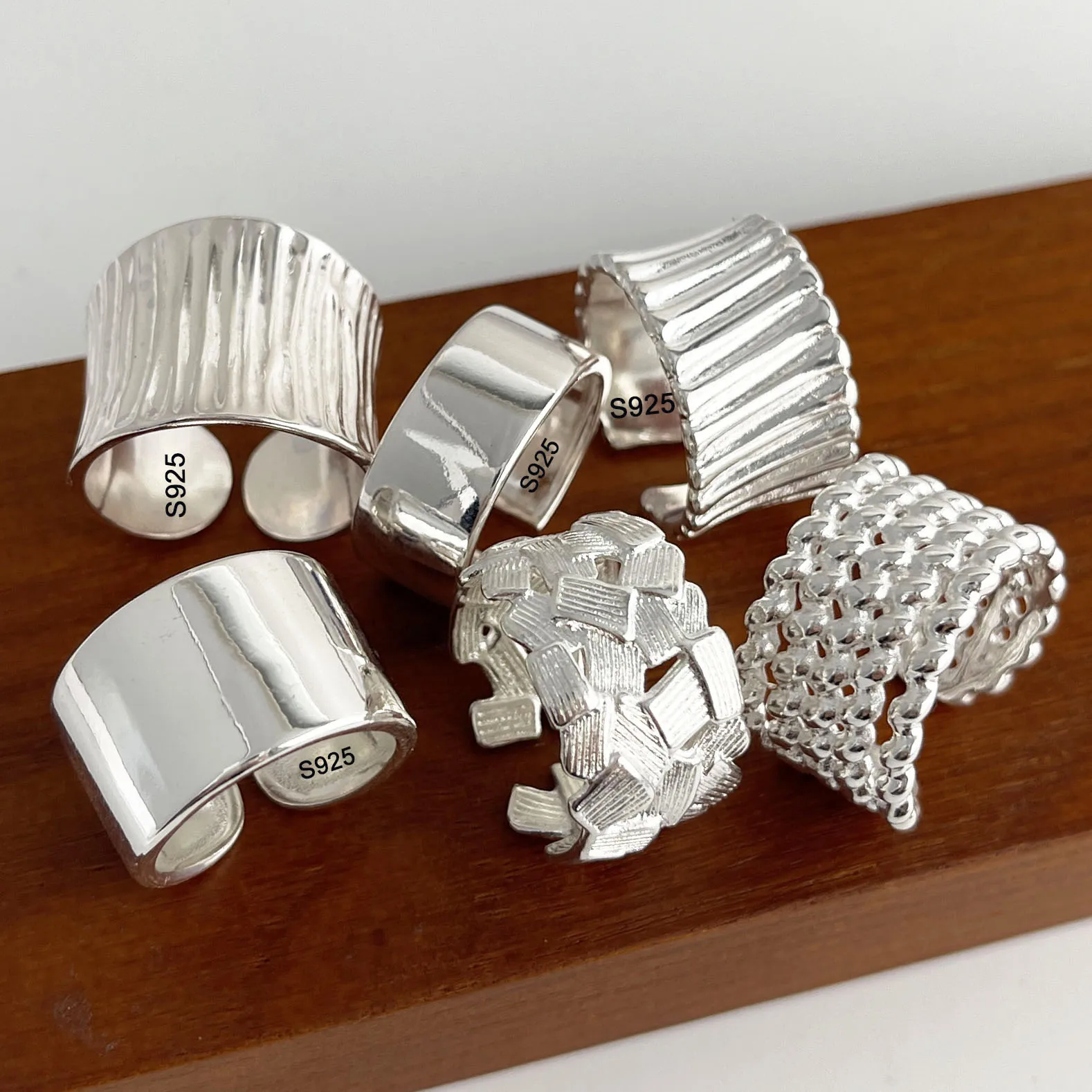 Ringe aus 925er-Sterlingsilber für Damen, Paare, minimalistisch, handgefertigt, einfacher breiter Kreuzlinienring, edler Schmuck, Geschenk, verhindert Allergien