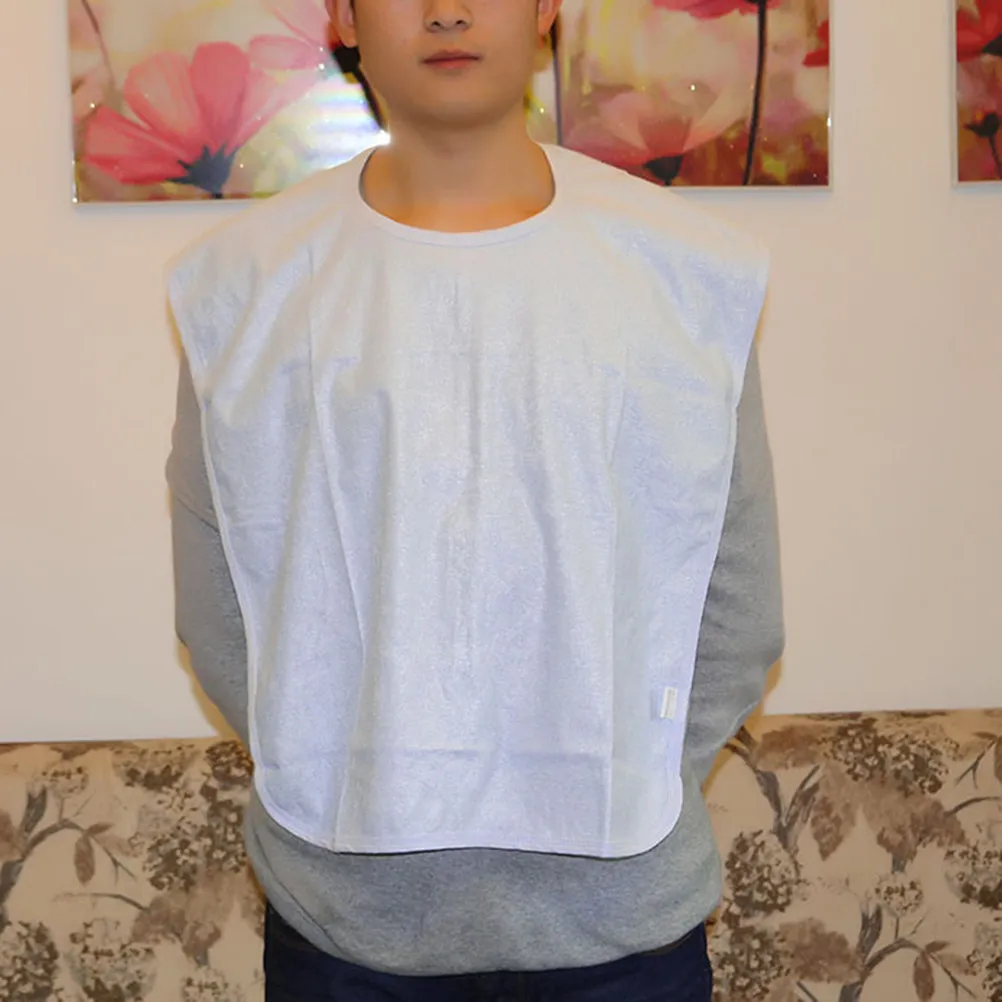 Reusable Adult Bib Bamboo Fiber Waterproof Breathable Antibacterial Stain Free Clothing Protector for Seniors Eating 50x70cm