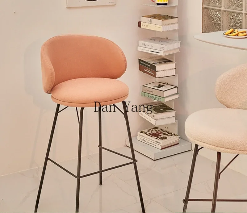 Modern bar chair backrest small apartment household light luxury high stool soft bag high chair