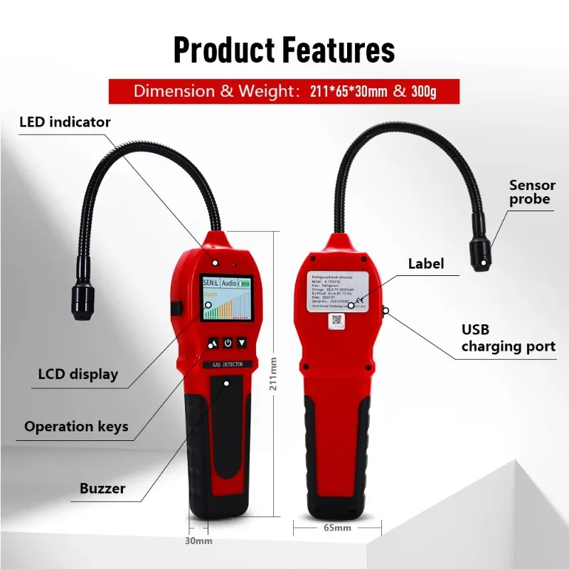 New Design R134A/R22/R410A/R32/R507A/R404a/R1234yf Refrigerant Leak Detector