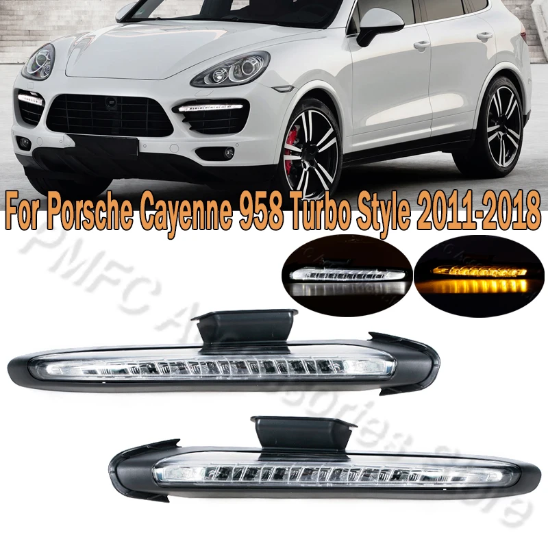 LED DRL Daytime Running Light Fog Lamp Turn Signal Light For Porsche Cayenne 958 Turbo Style 2011-2018 95863118110 95863118210