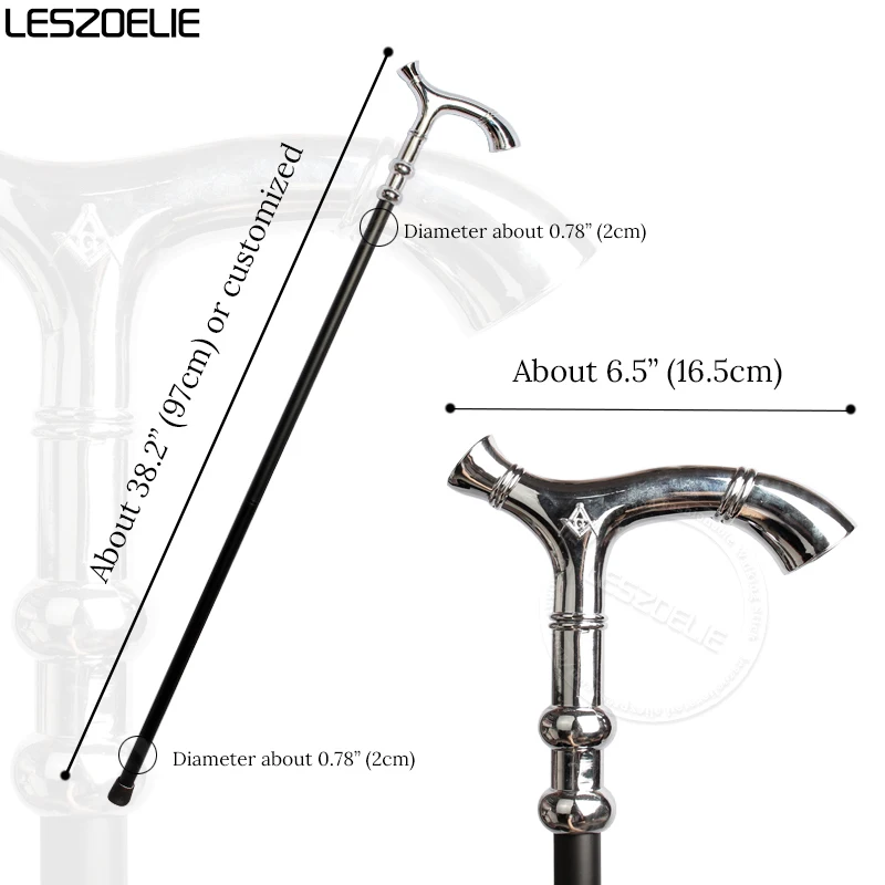 밝은 실버 럭셔리 프리메이슨 워킹 스틱 남자 신비한 태양과 달 장식 워킹 지팡이 여성, 우아한 레트로 워킹 스틱