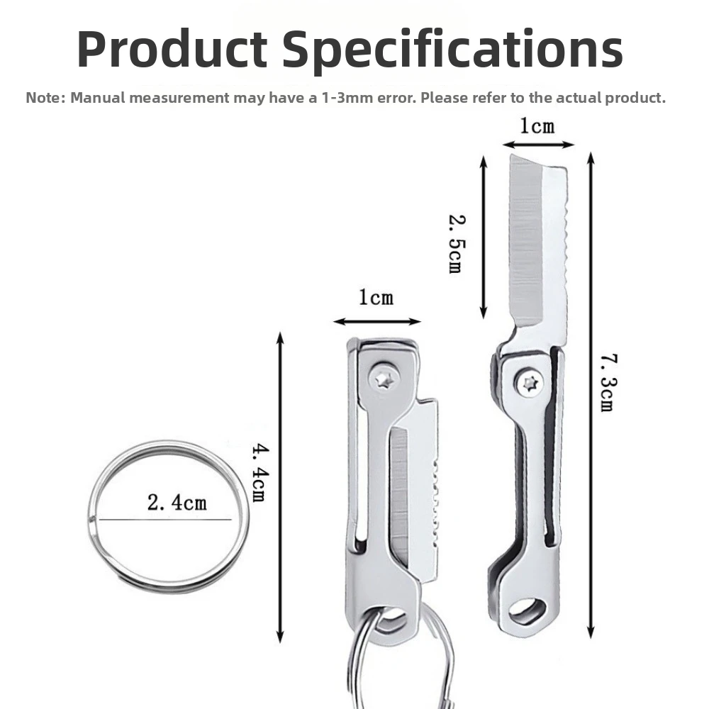 High Hardness Mini Folding Knife Stainless Steel Keychain Pendant Pocket EDC Tool Sharp Blade Disassembly Function