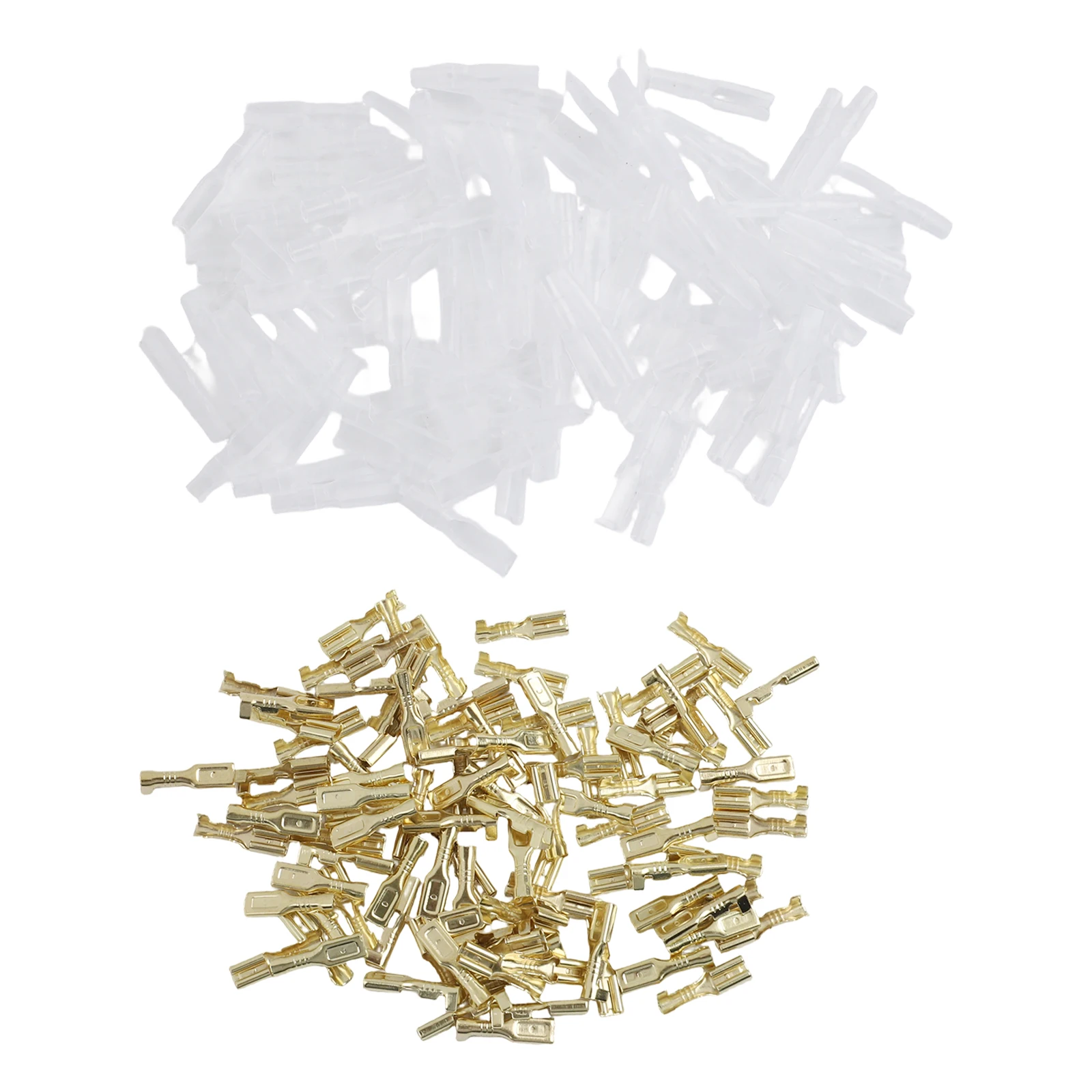 100 Pairs Crimp Terminals Designed for 28mm Spring Terminal Applications with Gold Plated Contacts and PVC Insulation Layer