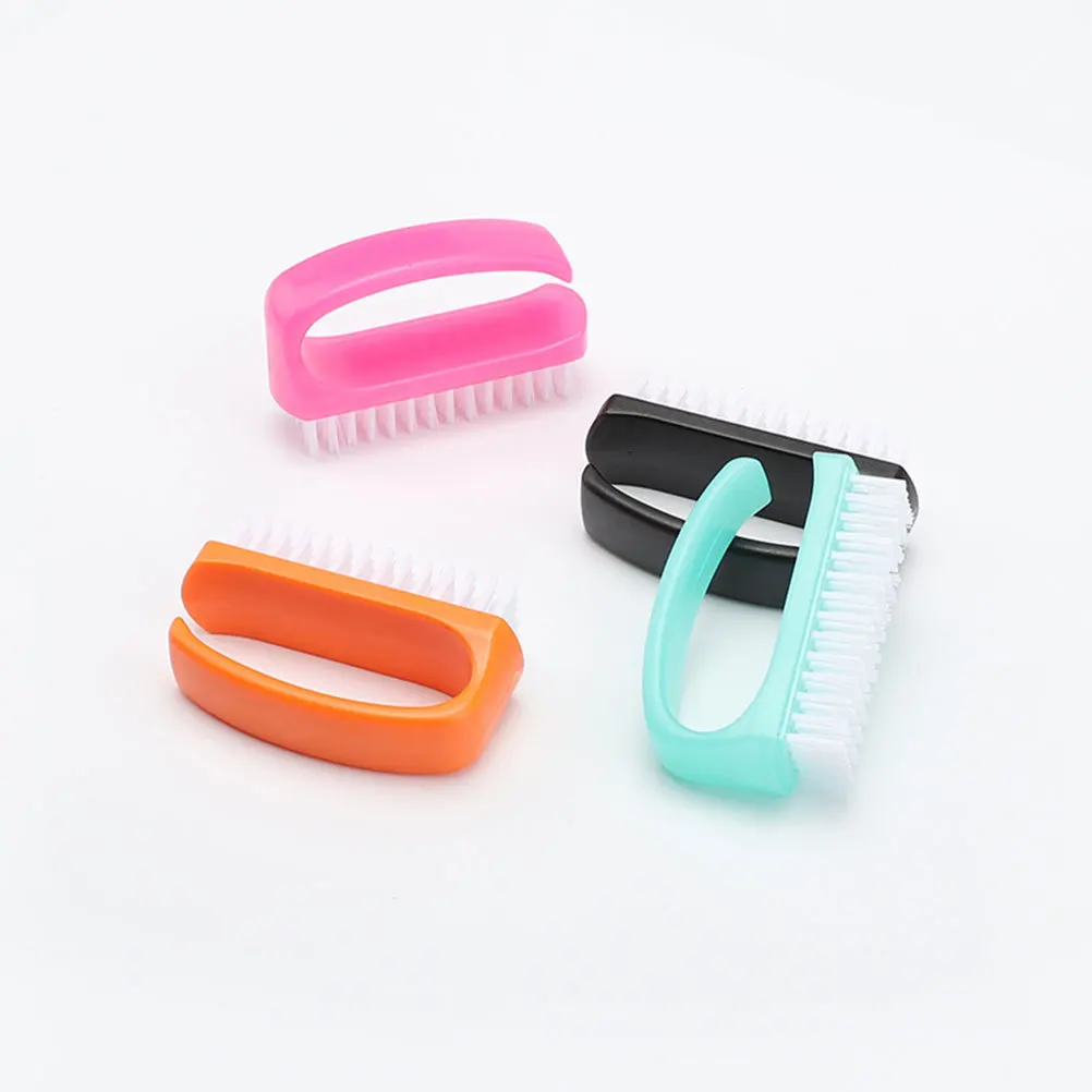 

4pcs Cleaning Brush For Manicure Dust Removal, Durable Handle Nail Art Tool, Home Nail Care Scrub, Plastic Fingernail Scrubber