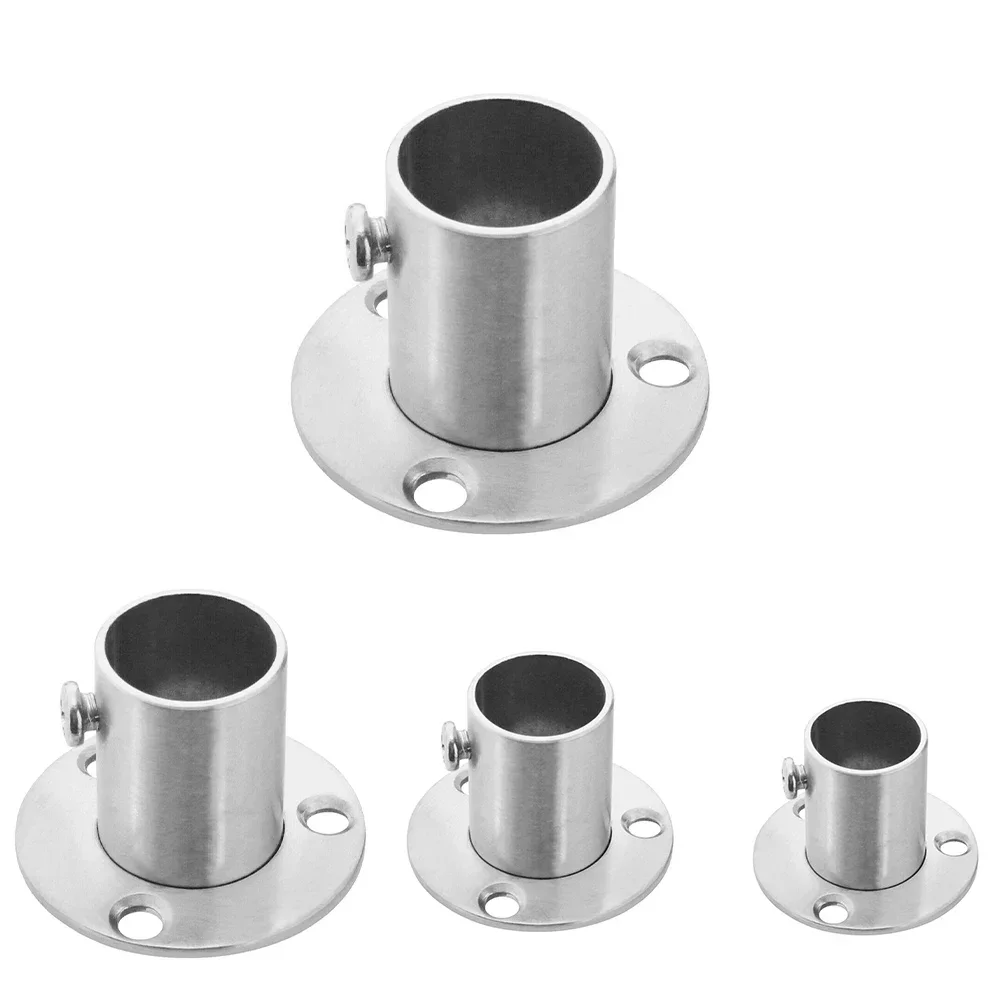 Stainless Steel Tube Support Closet Bar Stand Efficient Rod Pole Socket End Perfect for Wardrobe Railings and Display Racks