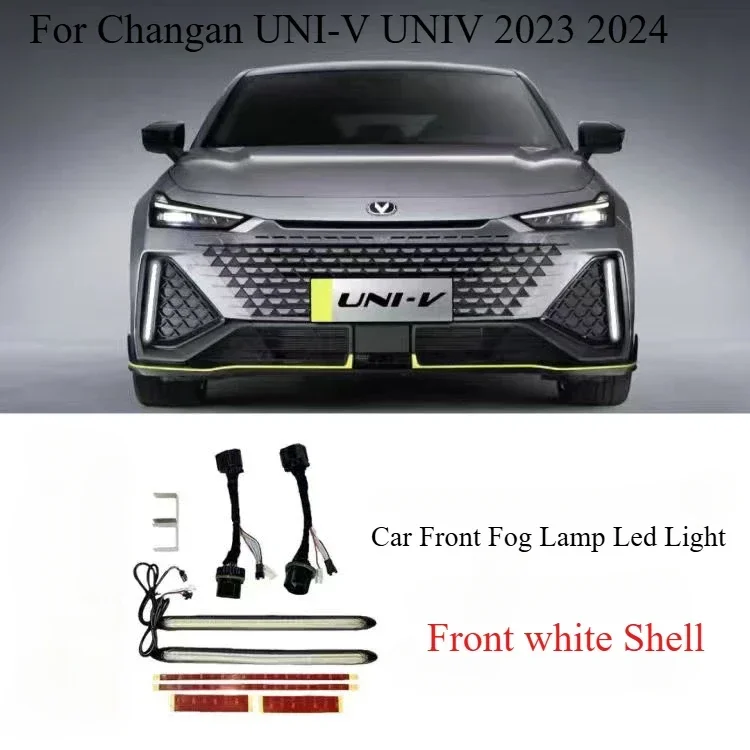 For Changan UNI-V UNIV 2023 2024 Car Front Fog Lamp Led Light Decoration Protector Moulding daytime Replacement Accessories