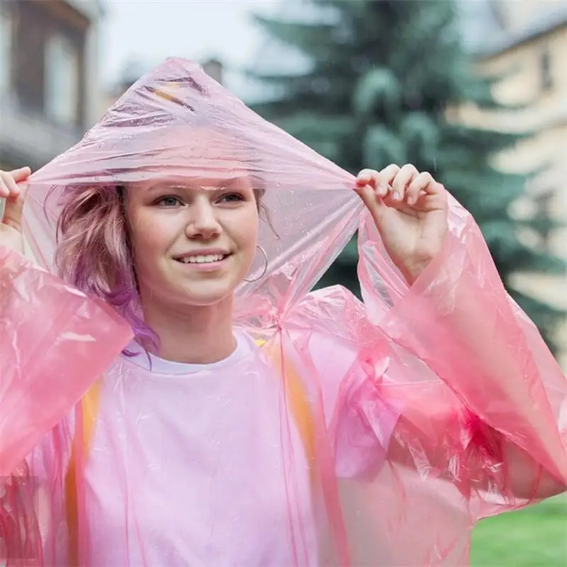 Bunter Mini Tragbarer Regenmantel-Ball Verdickter Einweg-Wasserdichter Notfall-Regenponcho für Erwachsene mit Schlüsselring – Detail 4