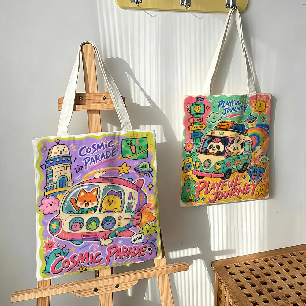 Playful Adventure Storage Bags Canvas bags are suitable for going to class, shopping, gifts, and commuting