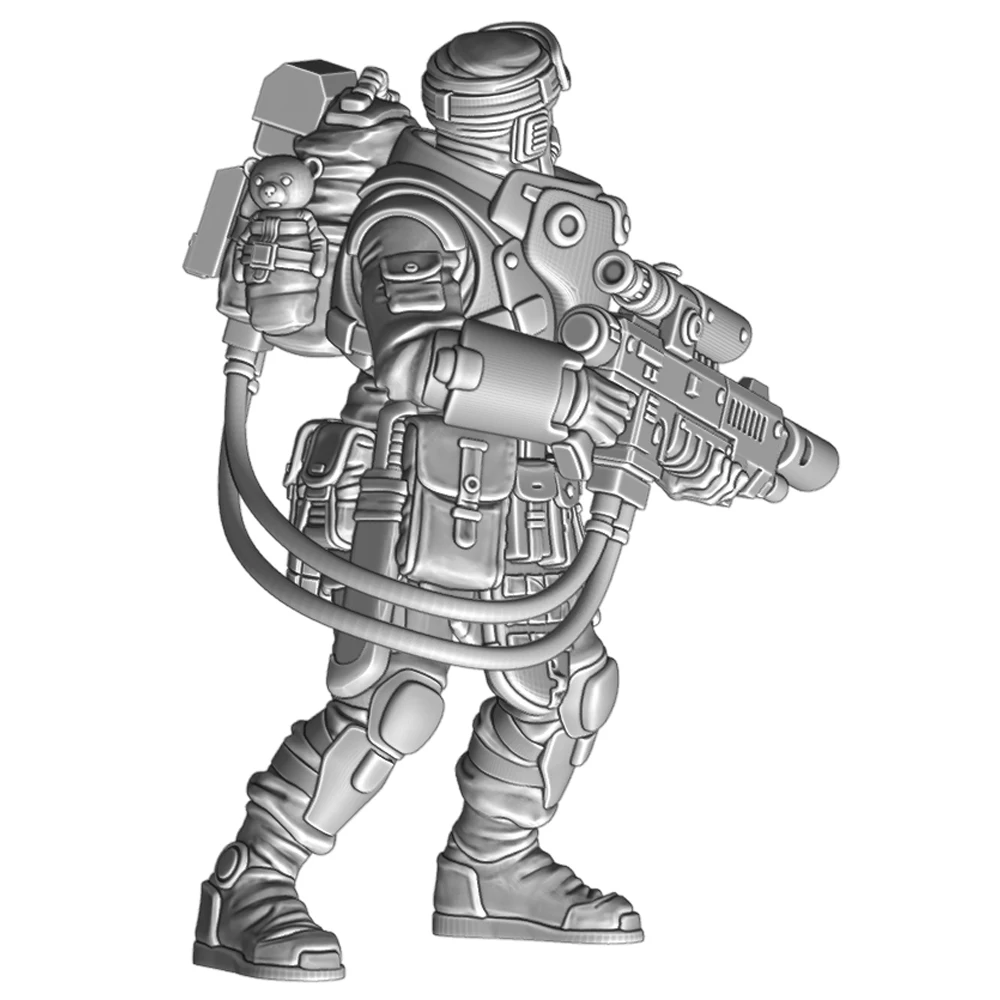 

55mm 3d Print Resin Model Statue Machine Gunner Soldier Unpainted Model Kit Unassembled Gk Miniature Figures Tabletop Toy