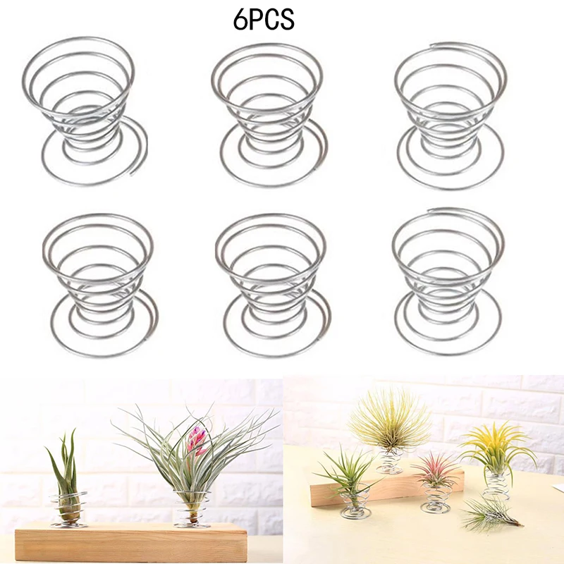 6 Pcs Flower Pot Stainless Steel Air Plant Stand Container Tillandsia Holder