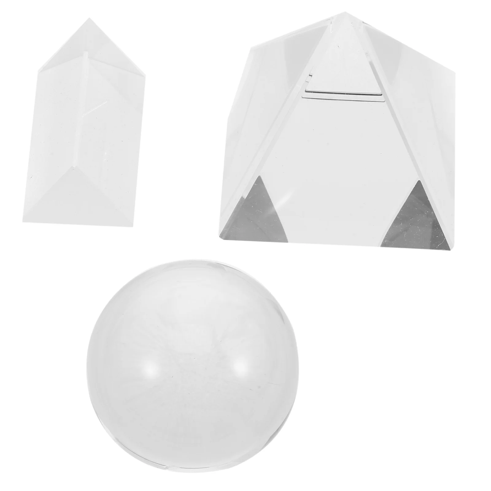 

3pcs Optical Crystal Prism Set Glass Triangular Pyramid Cube Ball For Photography Science Teaching Home Office Decor Physics