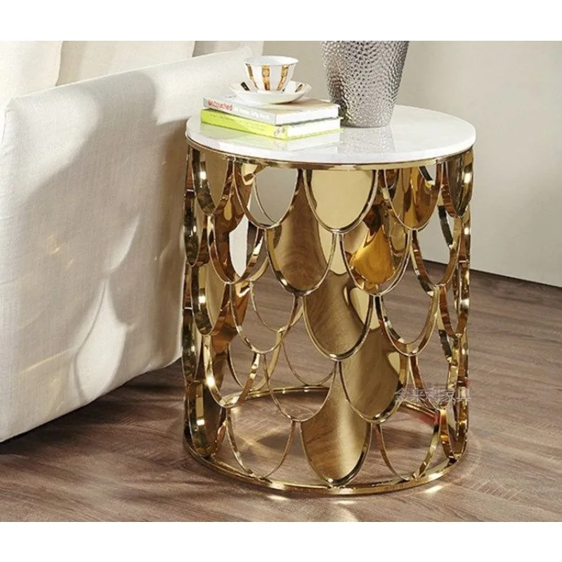 Side fish scale small coffee table simple stainless steel corner few living room