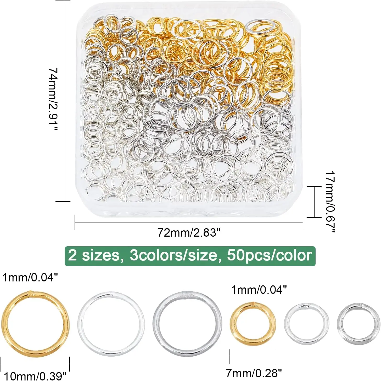 300Pcs 7mm/10mm Round Closed Jump Rings Soldered Jump Rings Closed O Rings for Jewelry Crafts Making