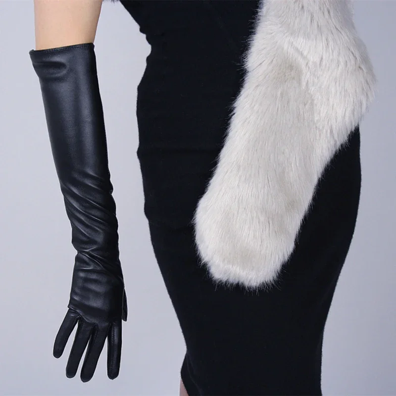 Black Red Sexy Pu Long Glove for Women Exotic Appeal Gloves Fetish Faux Leather Gloves Clubwear Catsuit Cosplay Costumes Mittens