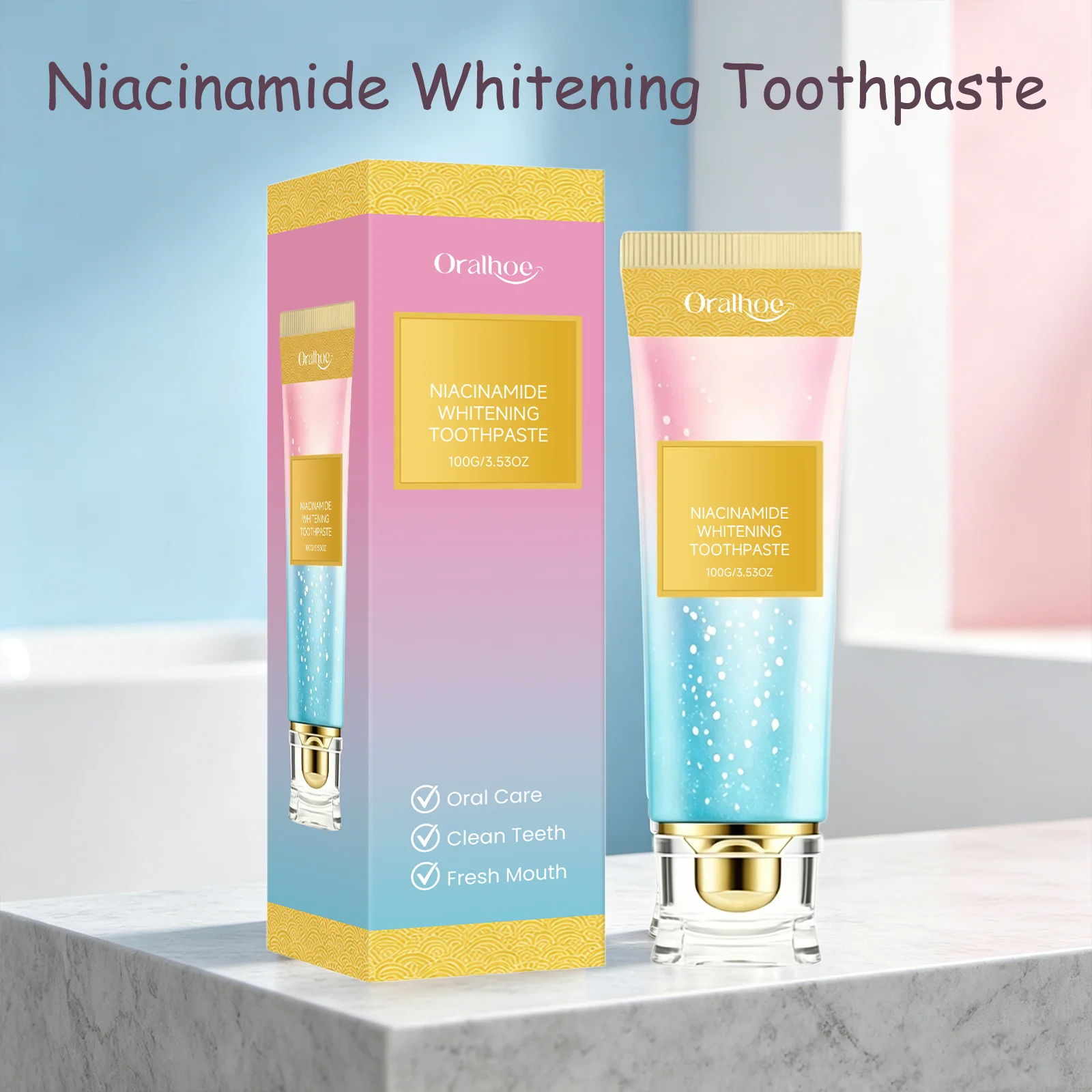 Oralhoe Niacinamide Whitening Toothpaste Rich Foam Teeth Stain Remover Even Teeth Color Brightening Fresh Breath Mint Toothpaste