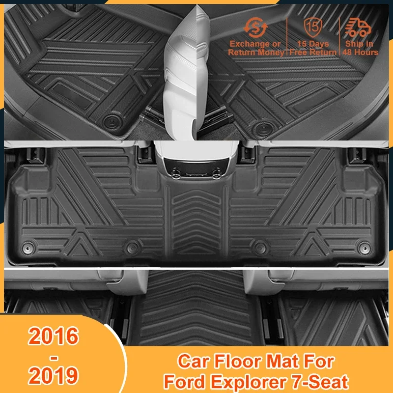 

2016-2019 for Ford Explorer 7-Seat 2016 2017 2018 2019 Accessories Floor Mats TPE Scratch Waterproof Foot Pad Cover