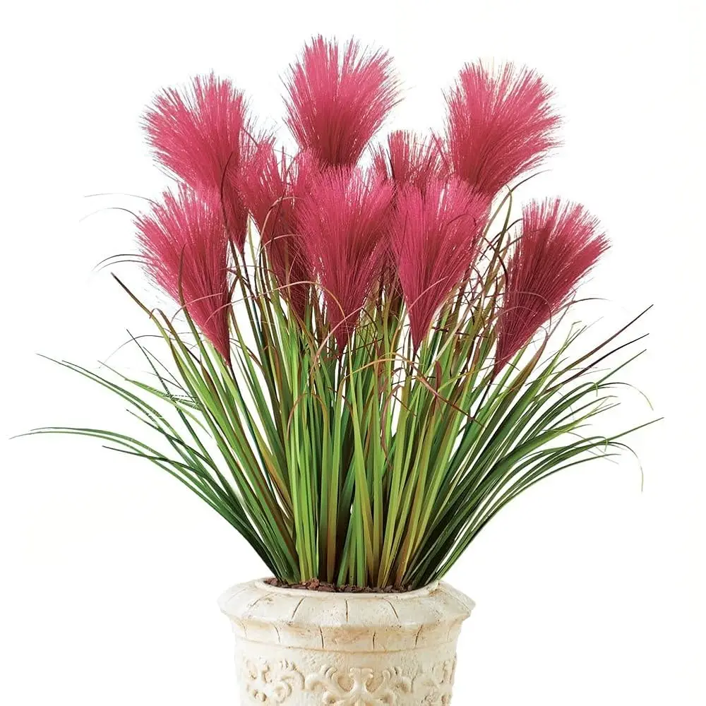 

Faux Pampas Grass Picks - Set Of 3 - Outdoor Or Indoor Decorative Accent, Red