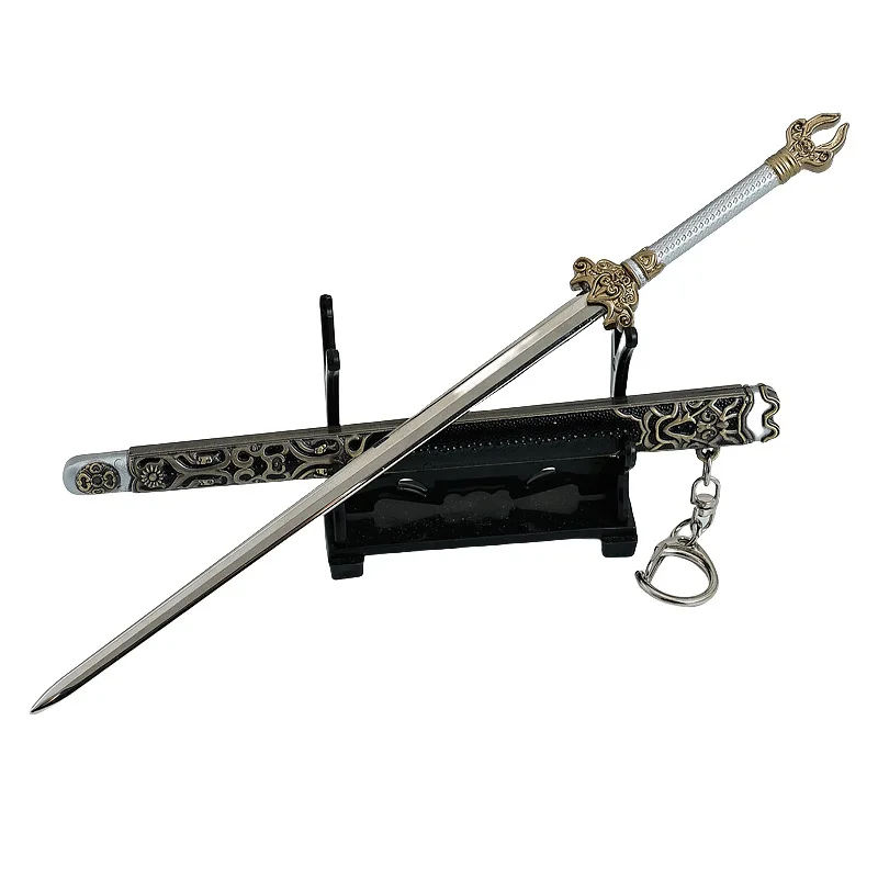 22 ซม.จีนโบราณอาวุธ Dragon และ Phoenix หวงแหน่ดาบเกมโลหะ SAMURAI SWORD รุ่นพวงกุญแจของขวัญเด็ก