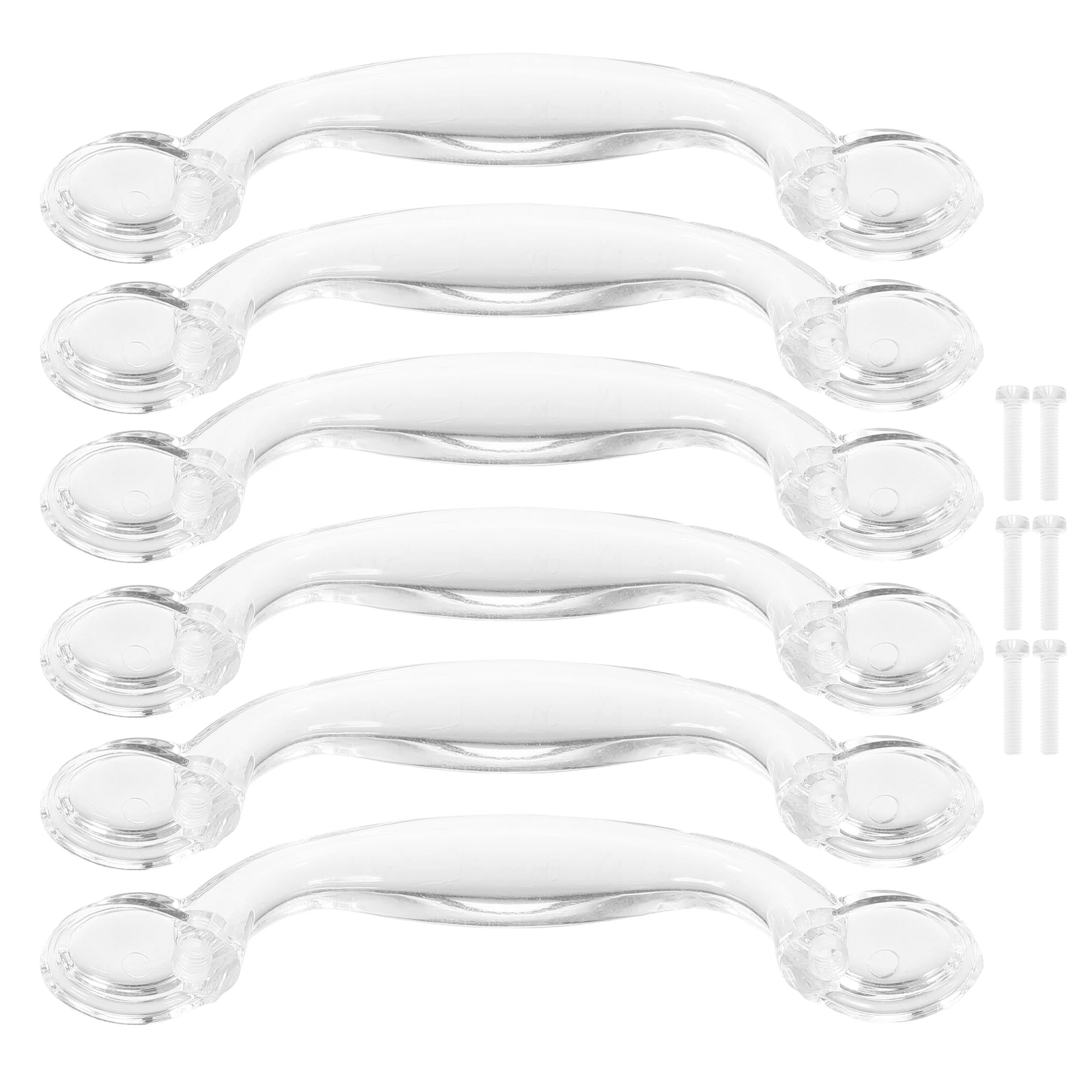 

6pcs Plastic H les Clear Modern Cabinet Door Drawer Wardrobe Furniture Pulls Durable Sturdy Suitable For Dressers