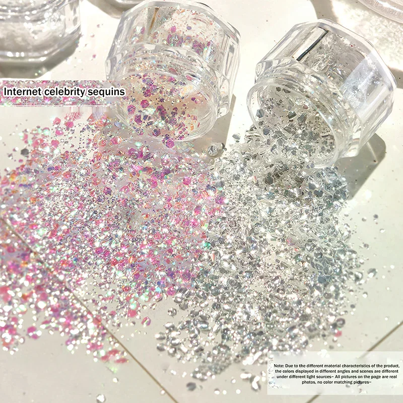 1 جرة حورية البحر ثلاثية الأبعاد للأظافر - رقائق ليزر رفيعة للغاية، غبار متألق غير منتظم، ملحقات ترتر مانيكير فضفاضة ذاتية الصنع #2