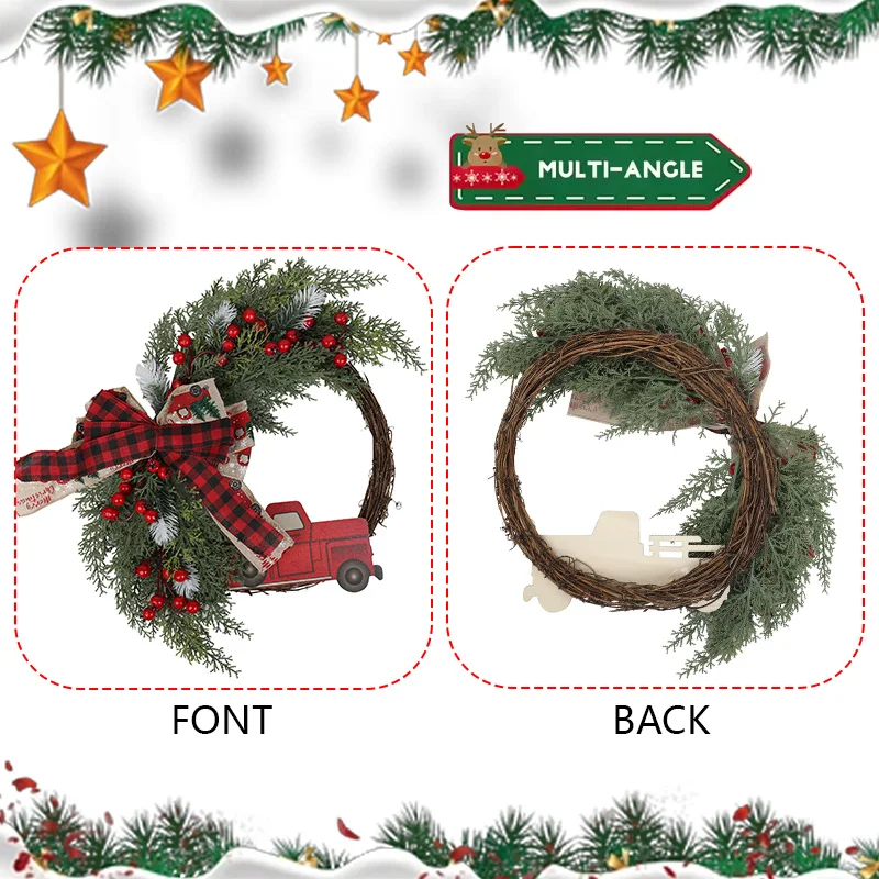 Guirnalda navideña de 40cm, piña Artificial, baya roja, adornos colgantes, decoraciones de pared para puerta delantera, Navidad de Año Nuevo