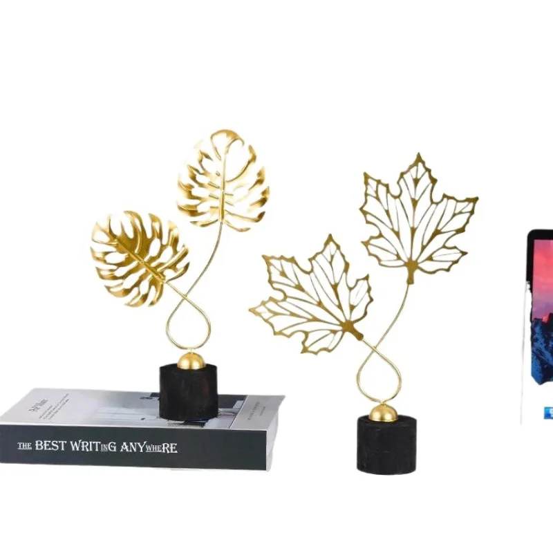 

Nordic style light luxury gold wrought iron leaf decoration sense niche living room TV cabinet wine cabinet desktop