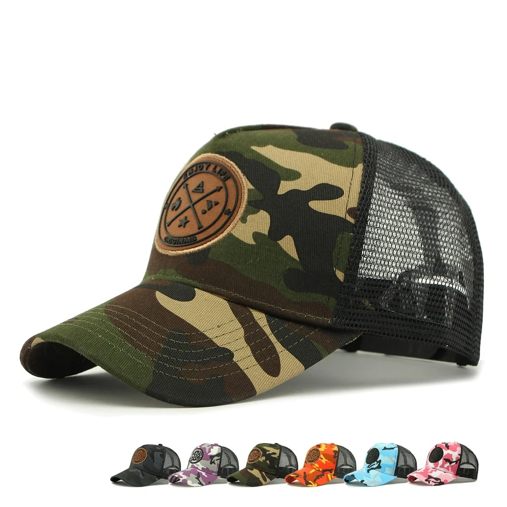 

Круглая красочная камуфляжная бейсболка, весенне-летняя сетчатая дышащая солнцезащитная шляпа унисекс, спортивная кепка с твердым верхом и утконосом на открытом воздухе