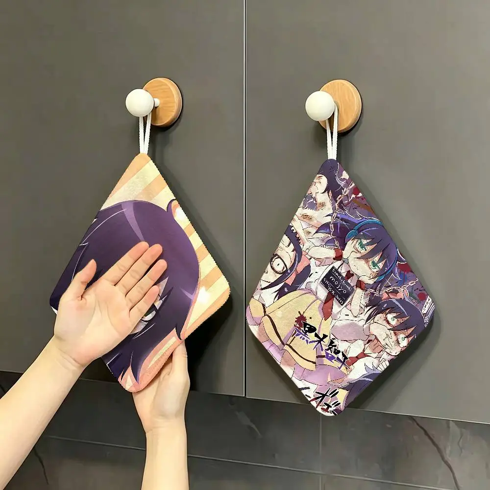 Cute K-Kuroki TomokoS Thickened Polyester Cotton Hanging Towel, High Absorbent Hand Wiping Towel for Indoor Use