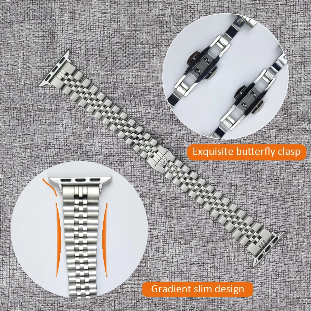 Correa fina para apple watch 9, 8, 6, 5, se, 7, 45mm, 41mm, 44mm, 40mm, 42mm, 38mm, ultra 2, 49mm, bandas finas de acero inoxidable para iwatch de