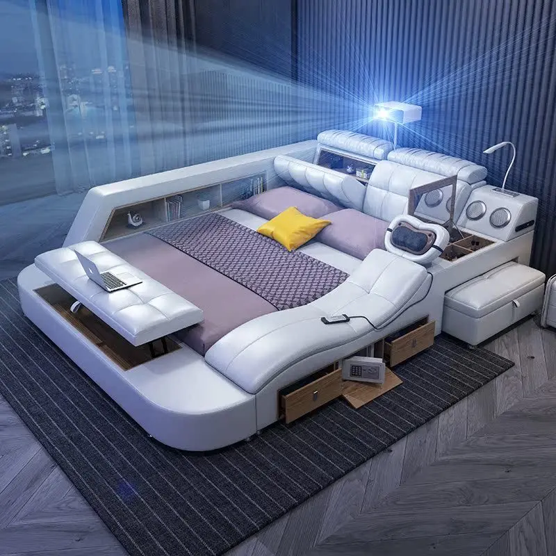 

Master Bedroom Bed European Frames Luxury Headboard Multifunctional Bed Sleeping Modern Meubles De Chambre Home Furniture