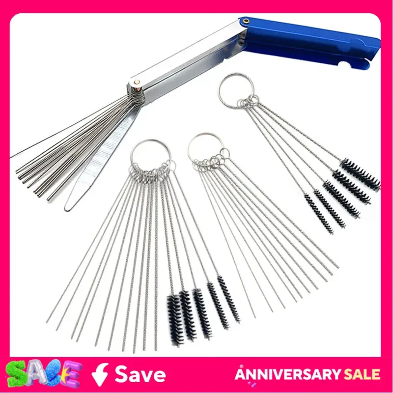 Carburetor Cleaning Tool Carbon Dirt Jet Remove Brushes Needles for Car Motorcycle Moped Scooter ATV Carb Jets Wire Cleaner Kits