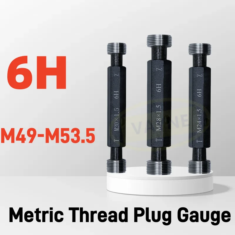 1pcs 6H M49-M53.5 Steel Mer-cury Gage Metric Fine Thread Plug Gauge High Quality wholesale M49 M49.5 M50 M50.5 M51 M52 M53 M53.5