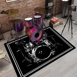 Drum Kit Music Instruments Area Rug,Carpet Rug for Living Room Bedroom Sofa Doormat Decoration, Kids Play Non-slip Floor Mat 3D