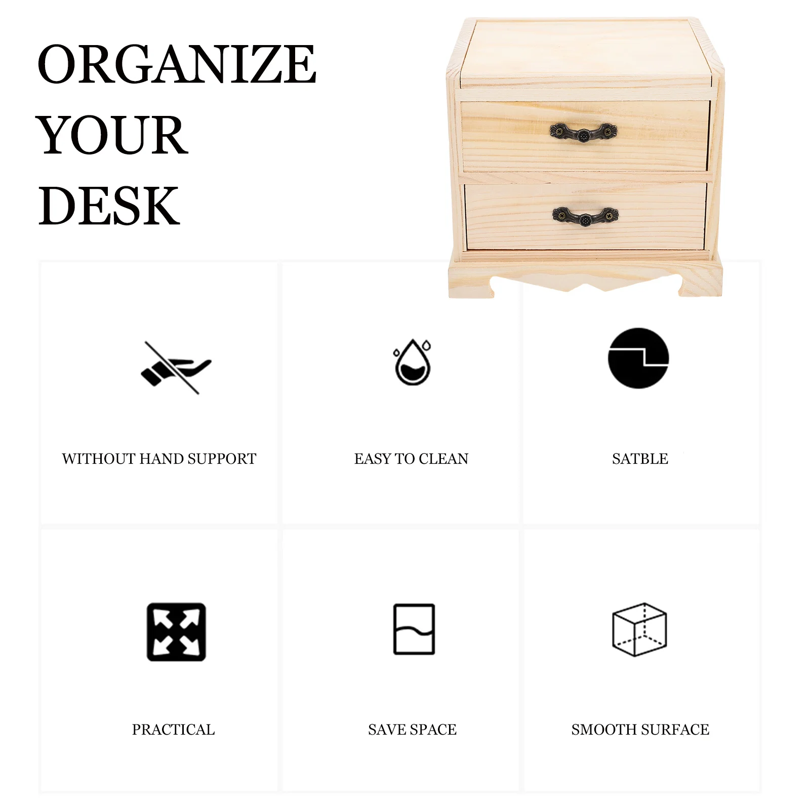 

1Pcs Wooden Dresser Jewelry Box Natural Color High Quality Wood Non Deforming Long Term Use Beautiful Surface Finish