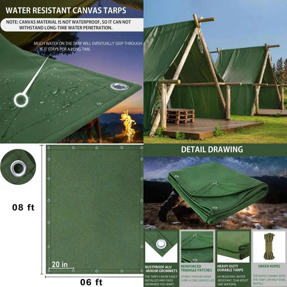 قماش القنب عالي التحمل بطول 6 × 8 أقدام ومقاوم للماء ومحمي بالأشعة فوق البنفسجية مع حلقات للاستخدام الخارجي #1