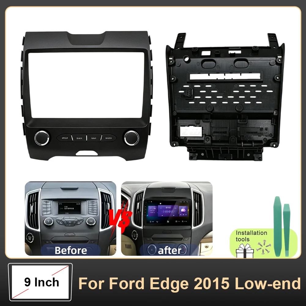Car Stereo Fascia Frame 9 Inch For Ford Edge 2015 Low-end Android Head Unit Kit With Wiring Harness Canbus Box