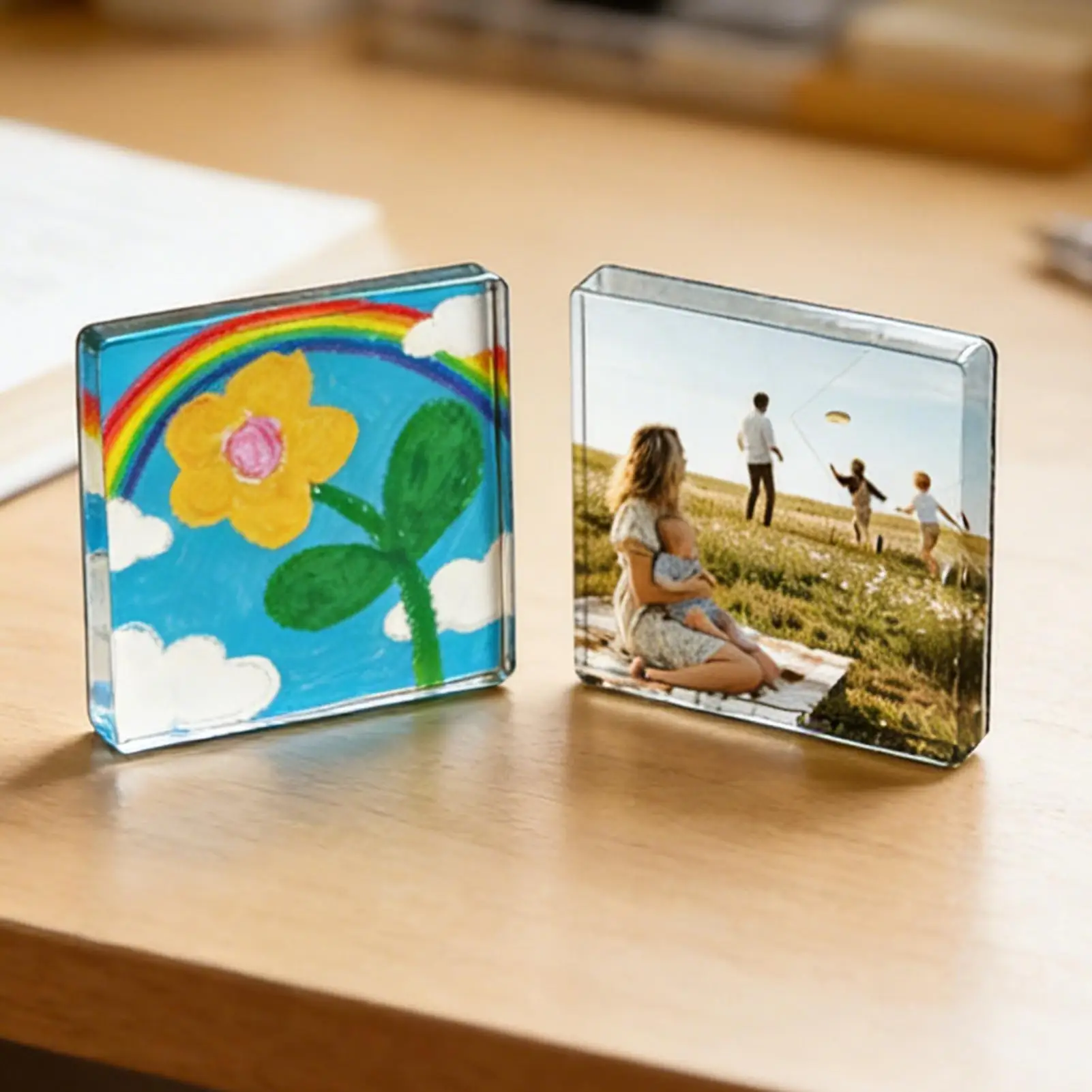 Diy Magnets for Fridge Clear 2x2 Inch 20 Pieces Magnetic Acrylic Square Fridge Magnet for Home Kitchen School Classroom Dorm
