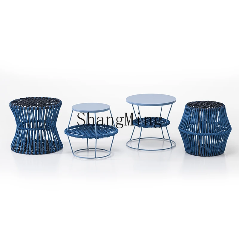 

LXY outdoor rattan coffee table balcony garden modern art low table small apartment furniture