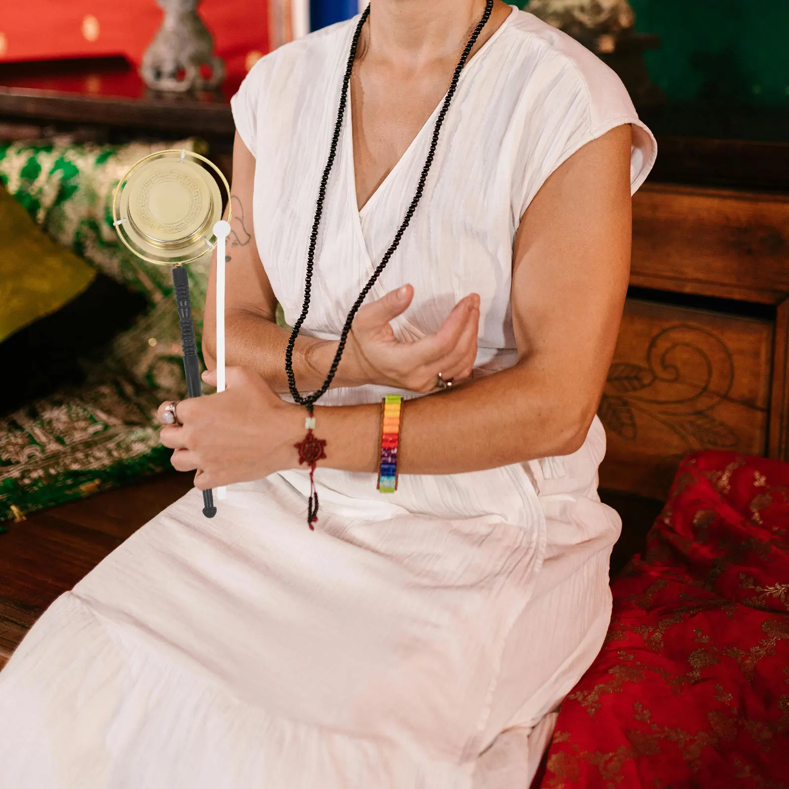 

1Set Copper Muyu Buddhist Temple Percussion Instrument Durable Ritual Tool Comfortable Grip Metal Yin Qing Ceremony Utensil