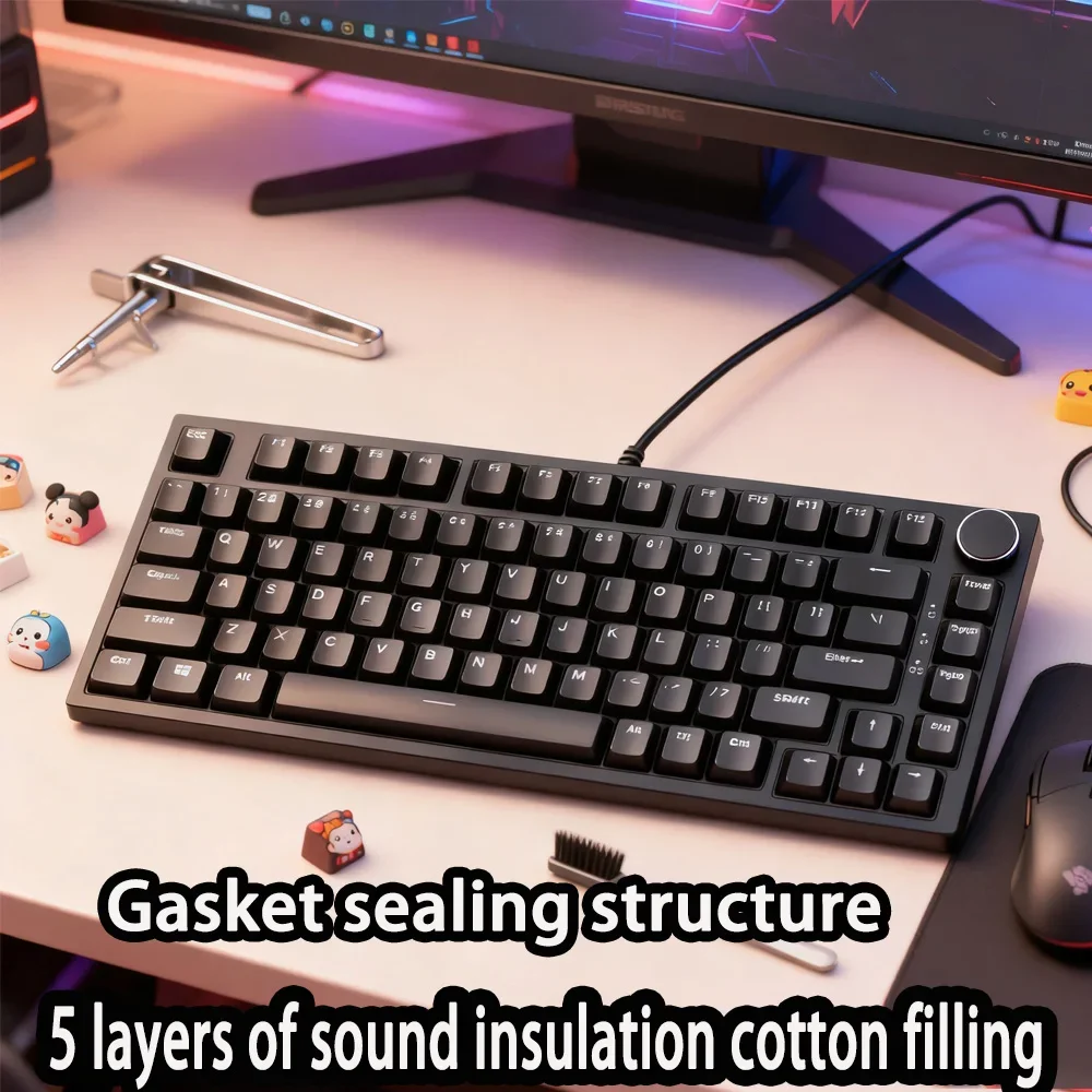 Ak820 لوحة المفاتيح الميكانيكية السلكية USB 75% الضوء الأبيض طوقا مفتاح كامل الساخن مبادلة Esports الألعاب لوحة المفاتيح مخصص لأجهزة الكمبيوتر المحمول #6