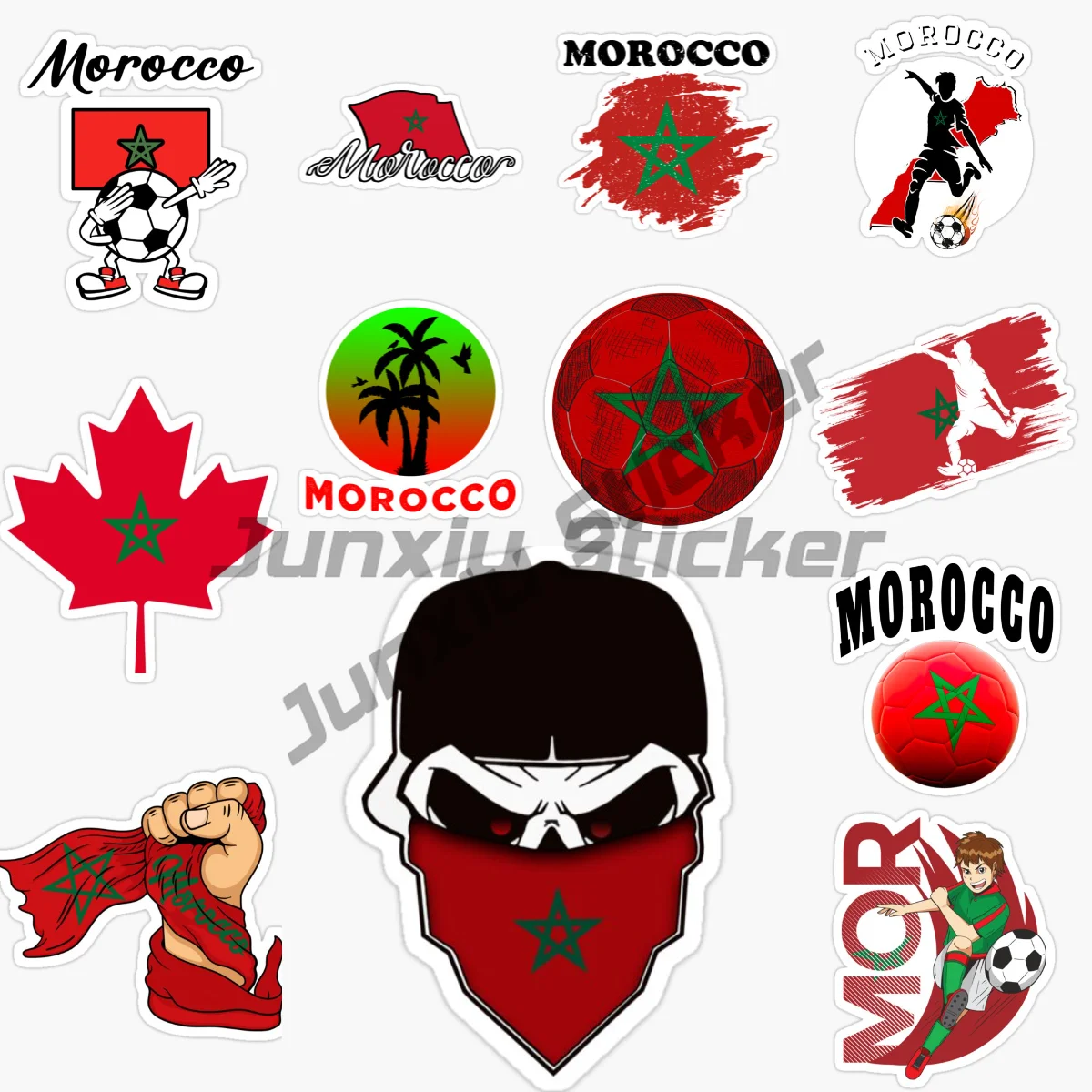 

MOROCCO Flag Shield Decal Badge MOROCCO Map Skull Flag Car Decal Motorcycle Car Accessorie