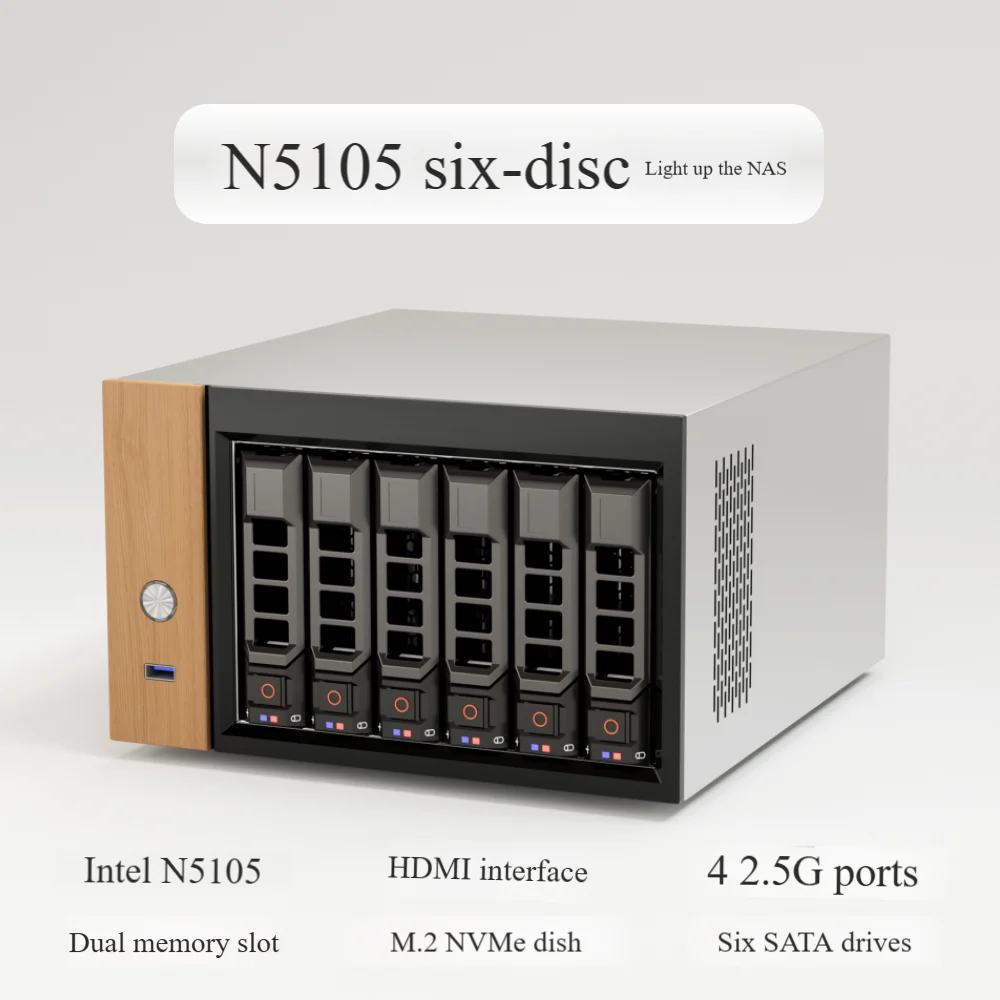 n5105 six-bay 6-bay nas barebone unraid 2.5G Mini PC: Powerful 6GB RAM, 128GB EMMC,Compact & Ideal for Home, Business & Gaming