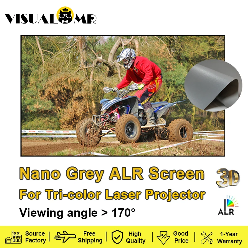 

Hot Nano Grey ALR Projection Screen Dedicated for Tri-color Laser Projector Ambient Light Fixed Frame Ultra Narrow Bezel 4K 8K