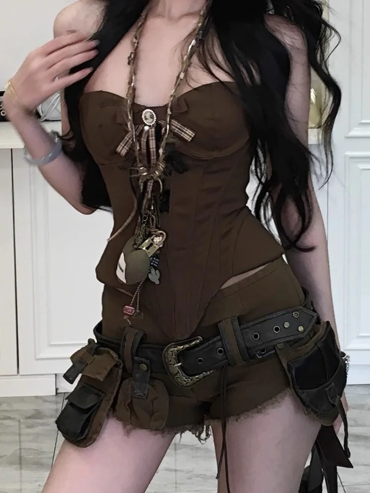 

Американские укороченные джинсовые шорты в стиле ретро для женщин, летние, с низкой посадкой, в стиле панк, на молнии